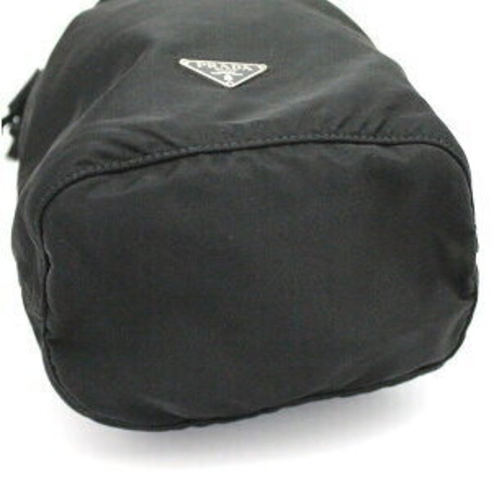 Prada Triangle Logo Drawstring Handbag Black Nylon - image 5